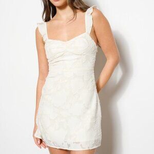 SO FAR SO GOOD WHITE LACE UP MINI DRESS
